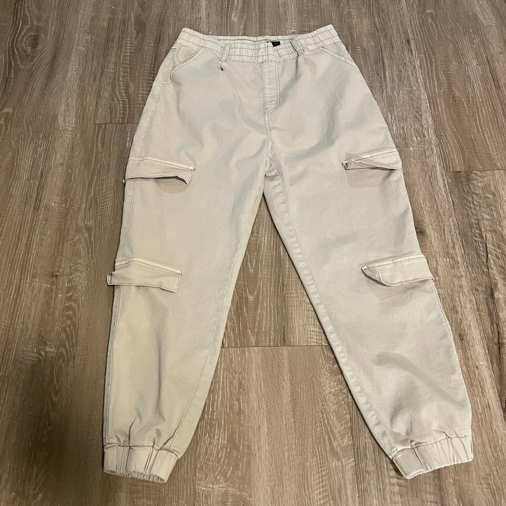 V.I.P. Mens Cargo Jogger Pants Size 15/32 Tan Cotton Blend Utility Fall Khakis